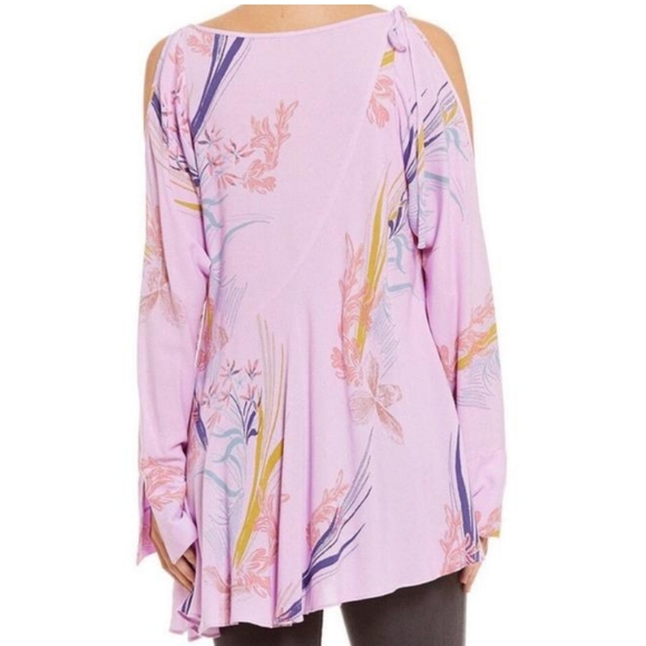 Free People Clear Skies Mini Dress Tunic Asymmetrical Hem Floral Print Small NWT - Picture 3 of 15